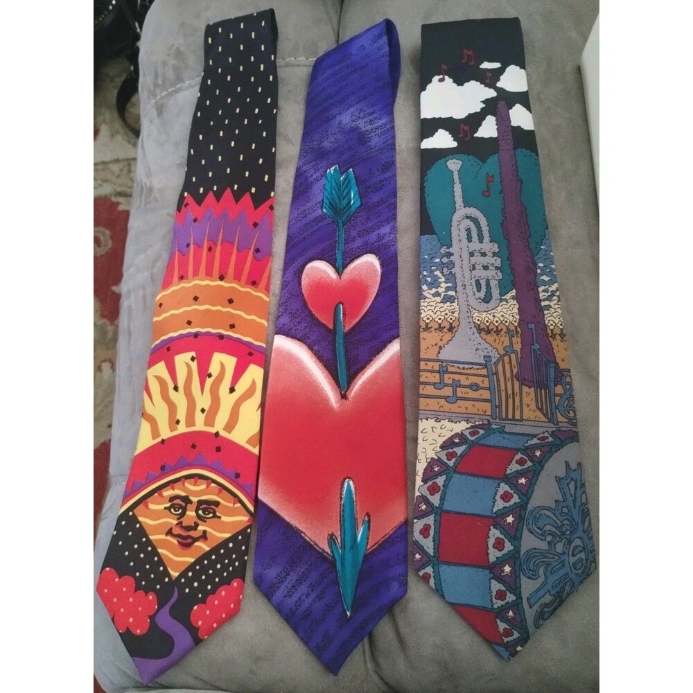 Beatles Imported Silk Ties Lot Of 3 Song Titles